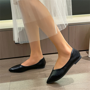 Naiste plokksed jalatsid terava ninaga, PU pealne, kummist tald, madal kand 1–3 cm, slip-on