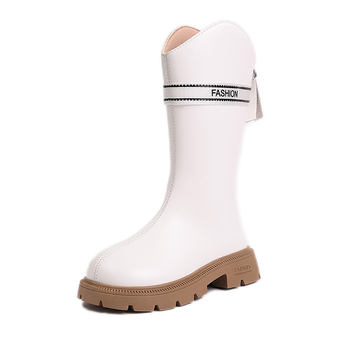 Детски момичешки ботуши до коляното от изкуствена кожа, подплатени с флис, страничен цип, гумена подметка, водоустойчиви.