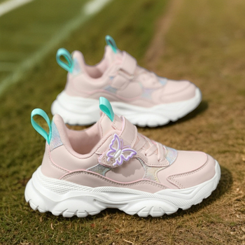 Детски маратонки за тичане с кожена горна част, закопчаване с велкро, леки и износоустойчиви, неплъзгаща се подметка