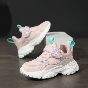 Детски маратонки за тичане с кожена горна част, закопчаване с велкро, леки и износоустойчиви, неплъзгаща се подметка