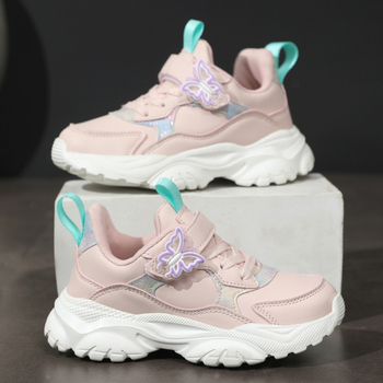 Детски маратонки за тичане с кожена горна част, закопчаване с велкро, леки и износоустойчиви, неплъзгаща се подметка