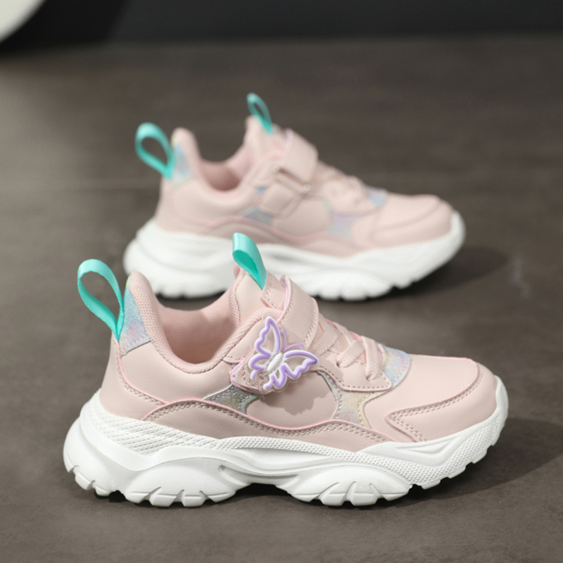 Детски маратонки за тичане с кожена горна част, закопчаване с велкро, леки и износоустойчиви, неплъзгаща се подметка