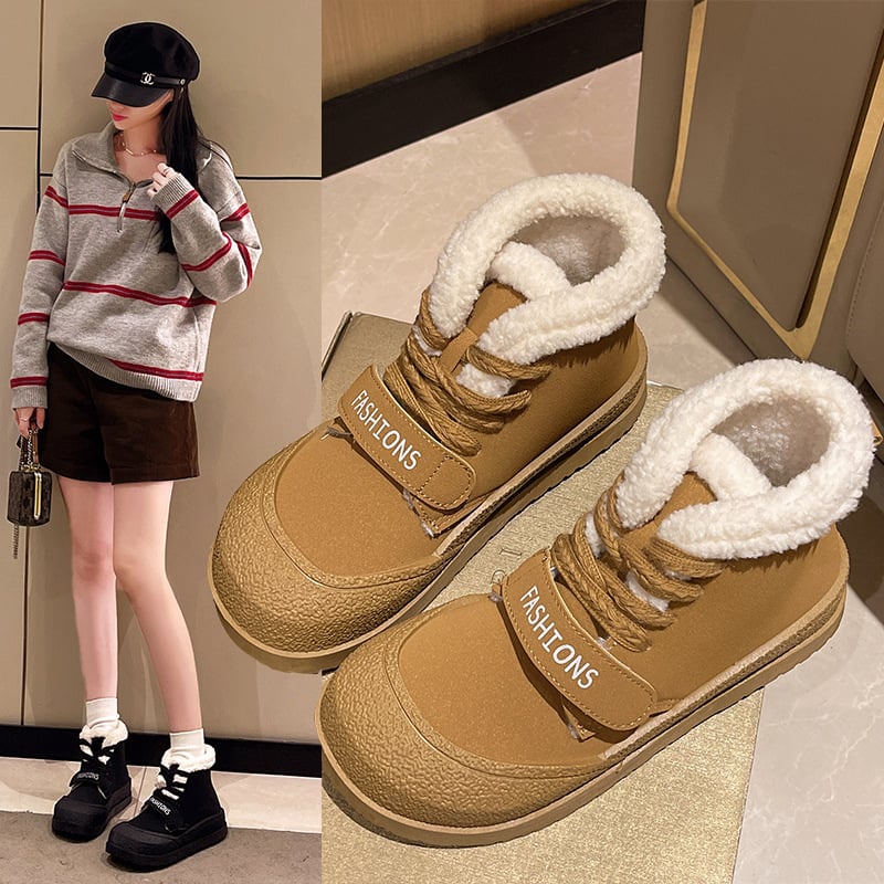 Зимни обувки за сняг, висока горна част, горна част: кравешки велур (нубак), подплата: агнешка вълна, подметка: гума, ток 3 см, закопчаване: връзки