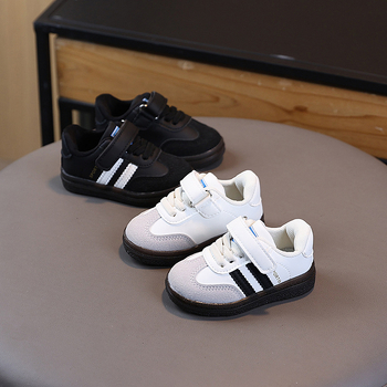 Детски обувки за прохождане с мека подметка – райета, велкро, синтетична кожа, антихлъзгаща подметка, за пролет и есен, код 5187