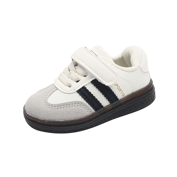 Детски обувки за прохождане с мека подметка – райета, велкро, синтетична кожа, антихлъзгаща подметка, за пролет и есен, код 5187