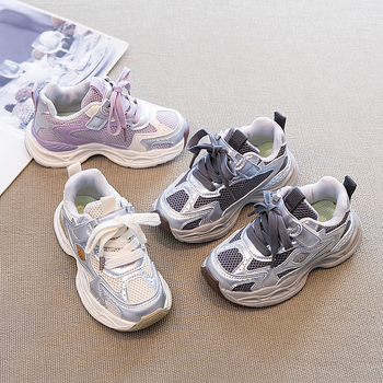 Детски обувки в стил dad shoes – унисекс спортни обувки за деца, закопчаване с велкро, EVA подметка, горна част от супер фибър, подходящи за всички сезони