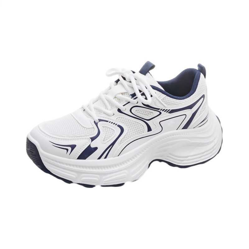 Спортни обувки за свободно време - мрежеста горна част, връзки, 3–5 см ток, PU стелка, гумена подметка