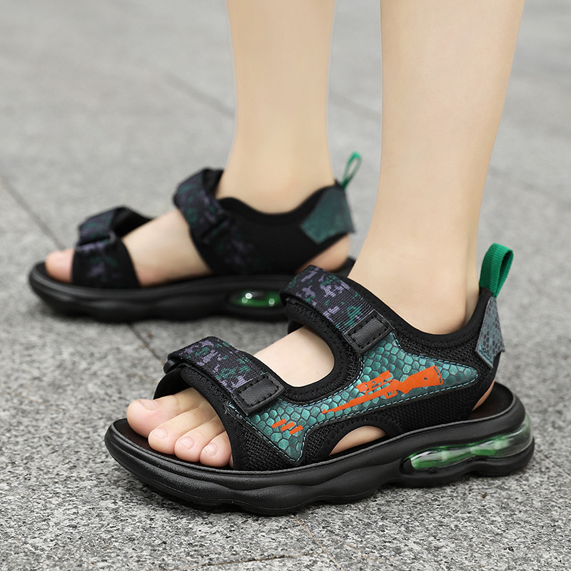 Плажни обувки за момчета със горна част от Space leather, PU подметка, закопчаване с велкро, за деца на възраст 4–16 години