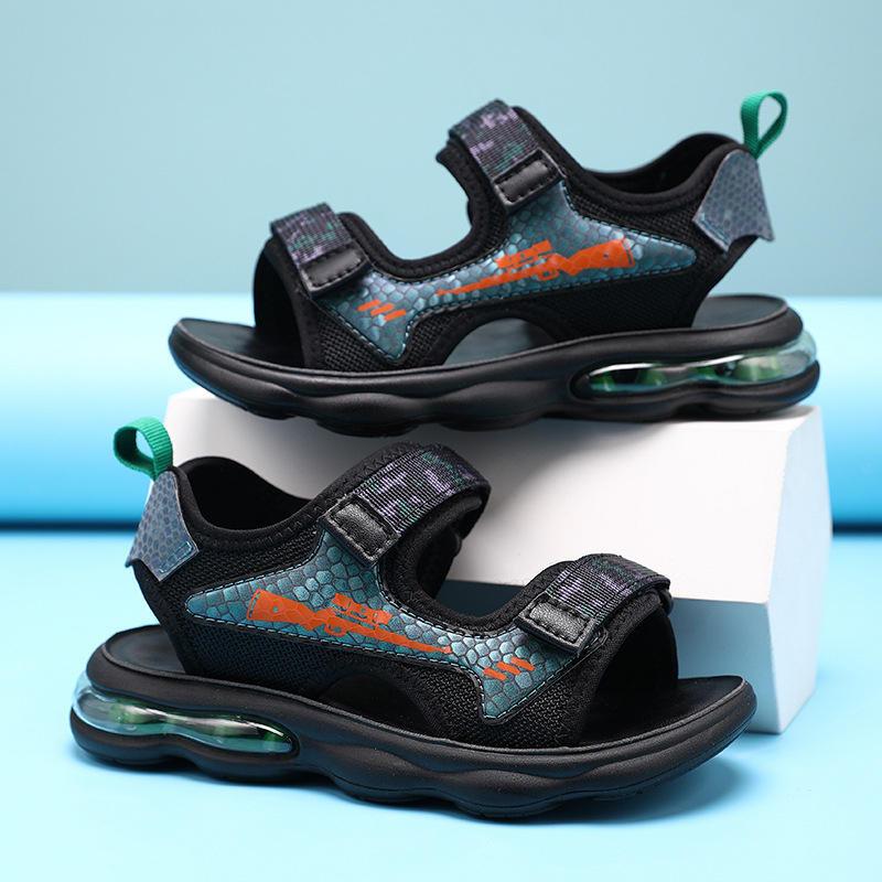 Плажни обувки за момчета със горна част от Space leather, PU подметка, закопчаване с велкро, за деца на възраст 4–16 години
