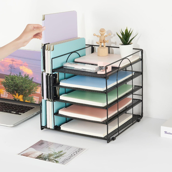 Метален държач за документи, настолен органайзер с 5 нива, универсален модел