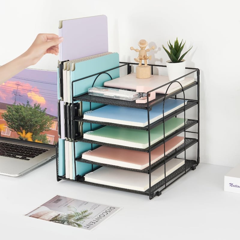 Метален държач за документи, настолен органайзер с 5 нива, универсален модел