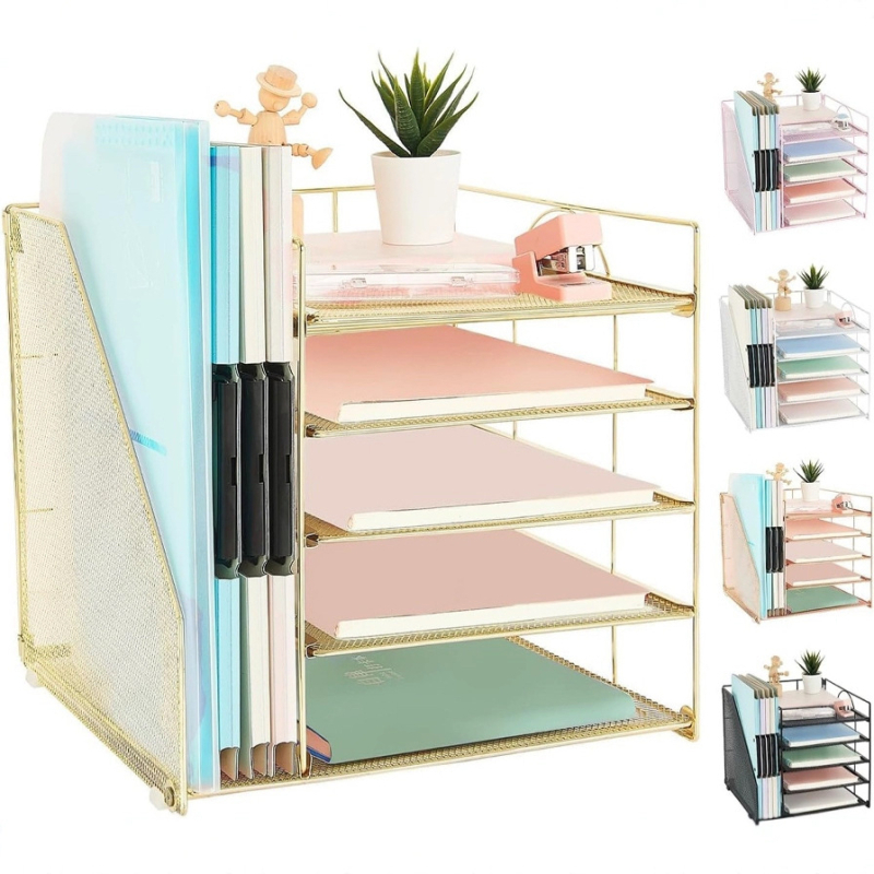 Метален държач за документи, настолен органайзер с 5 нива, универсален модел