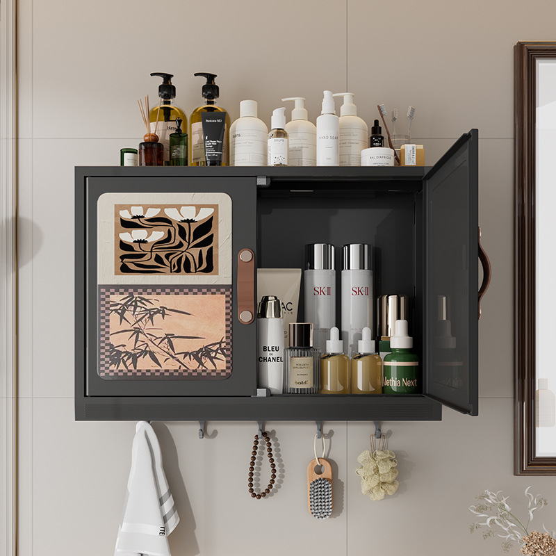 Кухненски стенен рафт за масла, сол, сос, оцет и подправки – античен стил, без пробиване, двуетажен, пластмасов материал, многофункционално съхранение