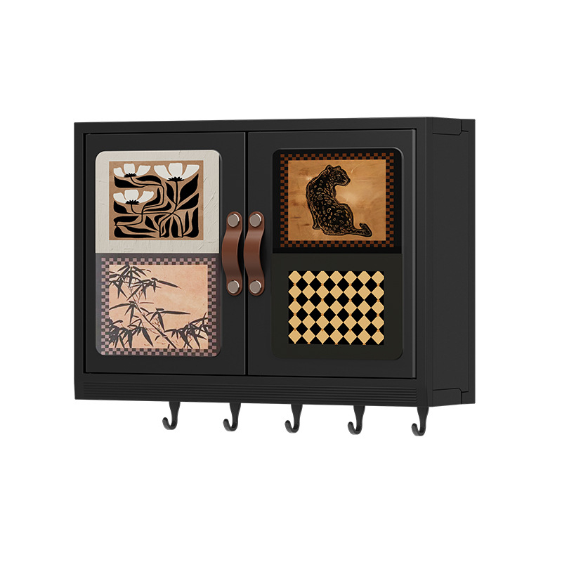 Кухненски стенен рафт за масла, сол, сос, оцет и подправки – античен стил, без пробиване, двуетажен, пластмасов материал, многофункционално съхранение