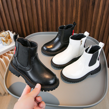 Детски мартински ботуши в британски стил, синтетична кожа, гумена подметка, къси ботуши със страничен цип, подходящи за лято, пролет и есен