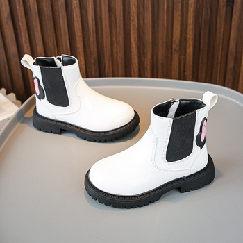 Детски мартински ботуши в британски стил, синтетична кожа, гумена подметка, къси ботуши със страничен цип, подходящи за лято, пролет и есен