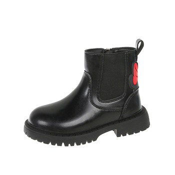 Детски мартински ботуши в британски стил, синтетична кожа, гумена подметка, къси ботуши със страничен цип, подходящи за лято, пролет и есен