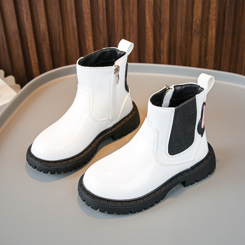 Μποτάκια Martin για κορίτσια, Βρετανικού στυλ, Συνθετικό Δέρμα, Καουτσούκ Σόλα, Κοντά Μποτάκια με Πλευρικό Φερμουάρ, Κατάλληλα για Καλοκαίρι, Άνοιξη και Φθινόπωρο