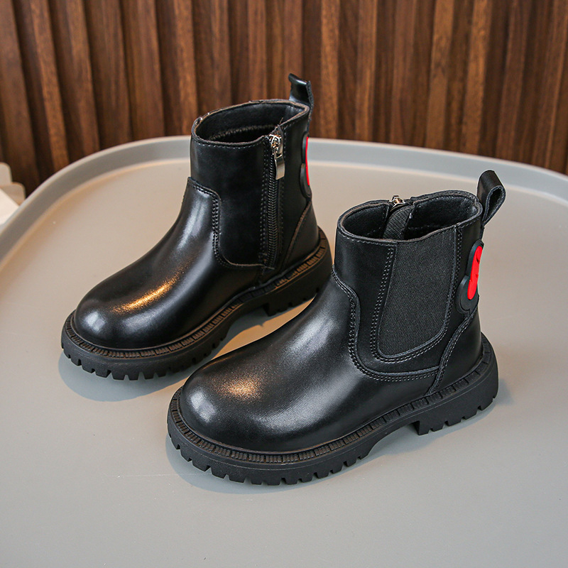 Детски мартински ботуши в британски стил, синтетична кожа, гумена подметка, къси ботуши със страничен цип, подходящи за лято, пролет и есен