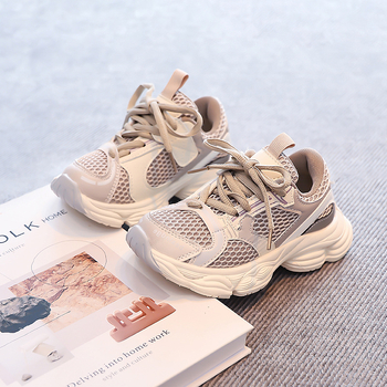 Детски спортни обувки за момичета с лепенка, горна част от супер влакна, гумена подметка, подходящи за пролет-лято-есен