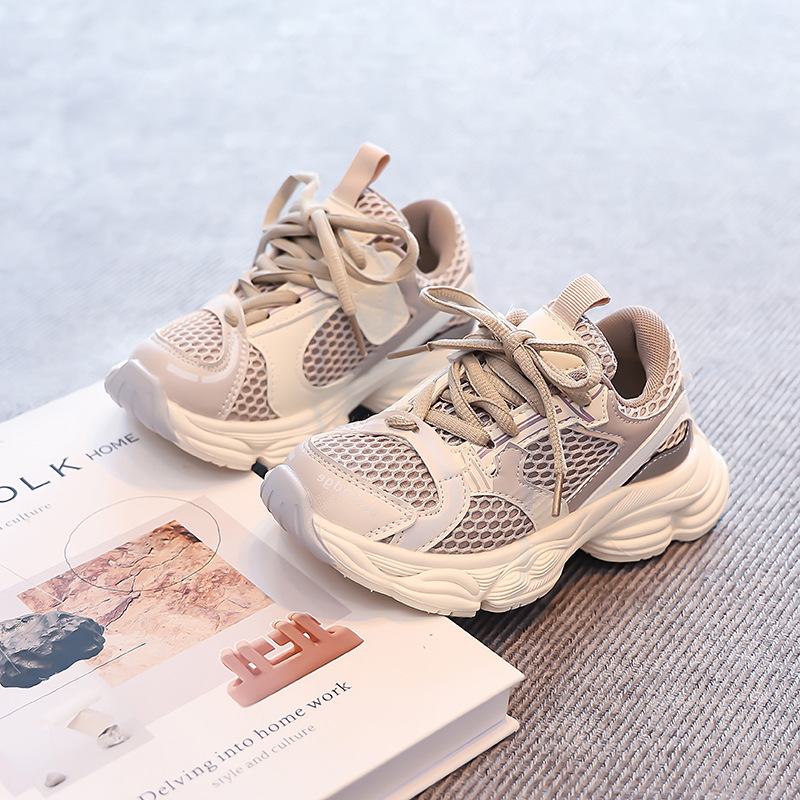 Детски спортни обувки за момичета с лепенка, горна част от супер влакна, гумена подметка, подходящи за пролет-лято-есен