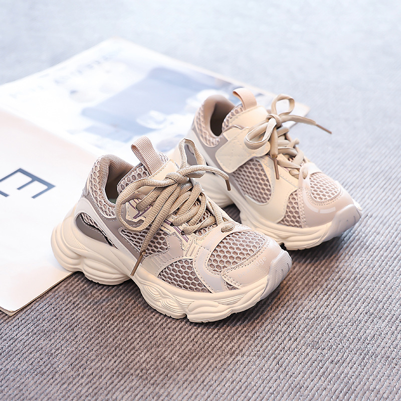 Детски спортни обувки за момичета с лепенка, горна част от супер влакна, гумена подметка, подходящи за пролет-лято-есен