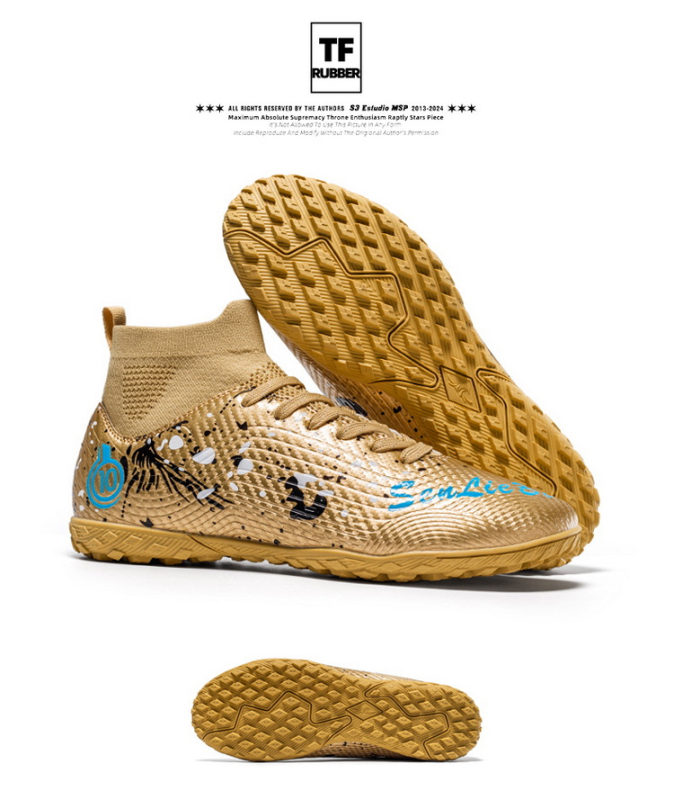 Футболни обувки с висок връх, за деца и възрастни, подметка от кожа, технология лепяща гума, подходящи за различни терени