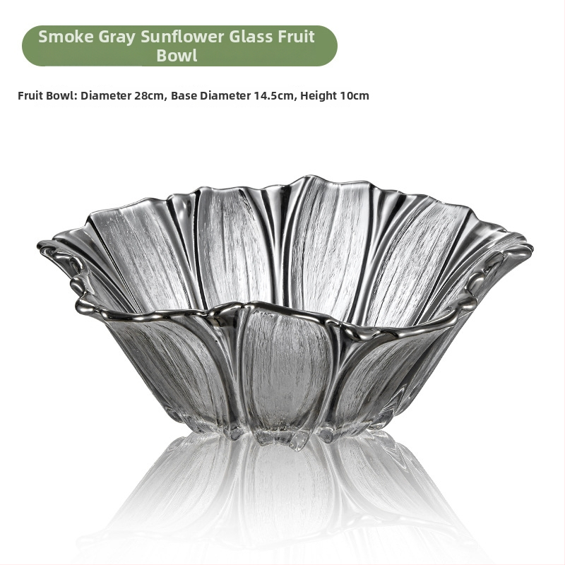 Nino stikla augļu plate ar saulespuķu motīvu – moderns minimālistisks dizains, izlaista 2022. gadā