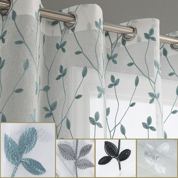 Завеса с бродерия, полиестер, прозрачна, модерн минималистичен стил, подходяща за спалня, кабинет, кухня, баня и антре