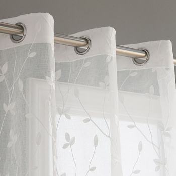Завеса с бродерия, полиестер, прозрачна, модерн минималистичен стил, подходяща за спалня, кабинет, кухня, баня и антре