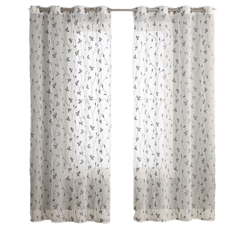 Завеса с бродерия, полиестер, прозрачна, модерн минималистичен стил, подходяща за спалня, кабинет, кухня, баня и антре