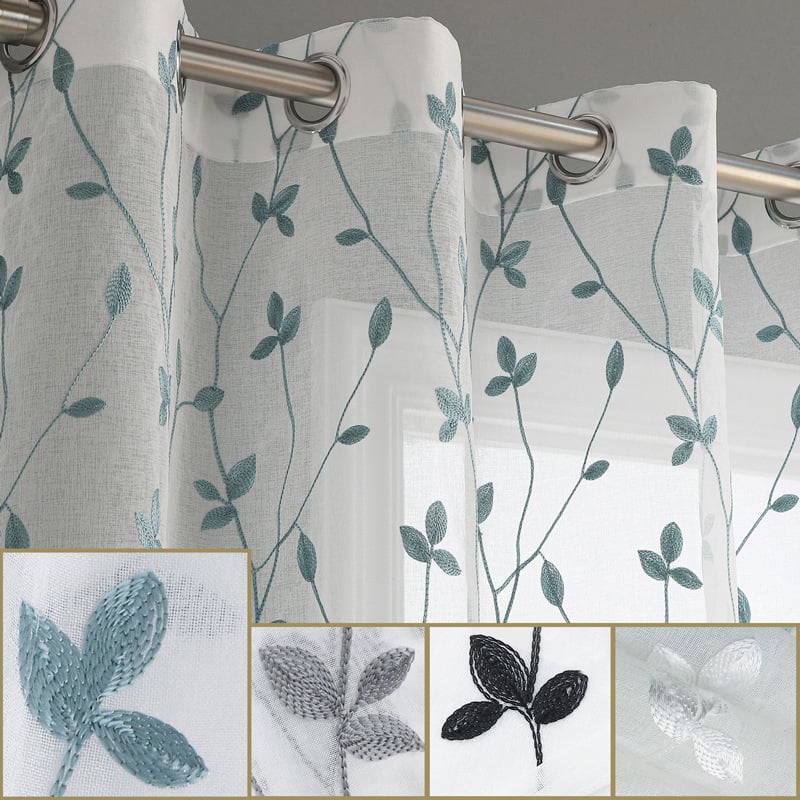 Завеса с бродерия, полиестер, прозрачна, модерн минималистичен стил, подходяща за спалня, кабинет, кухня, баня и антре