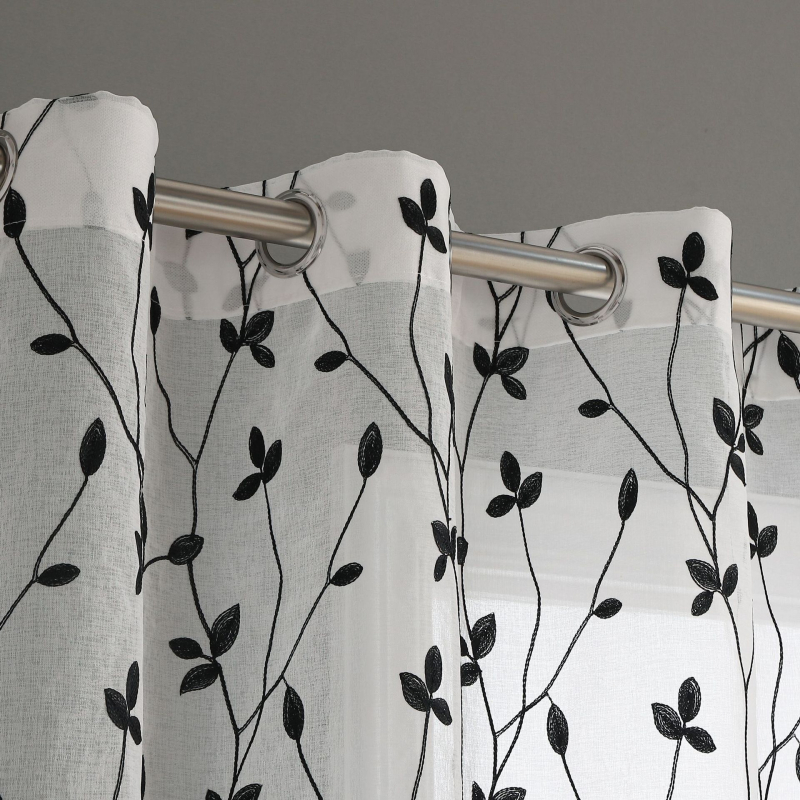 Завеса с бродерия, полиестер, прозрачна, модерн минималистичен стил, подходяща за спалня, кабинет, кухня, баня и антре