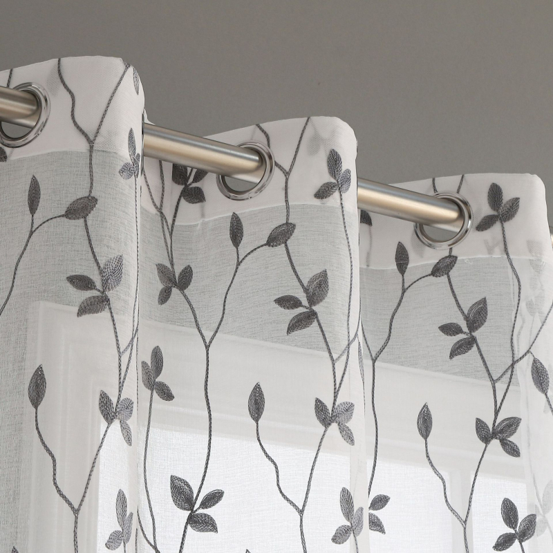 Завеса с бродерия, полиестер, прозрачна, модерн минималистичен стил, подходяща за спалня, кабинет, кухня, баня и антре