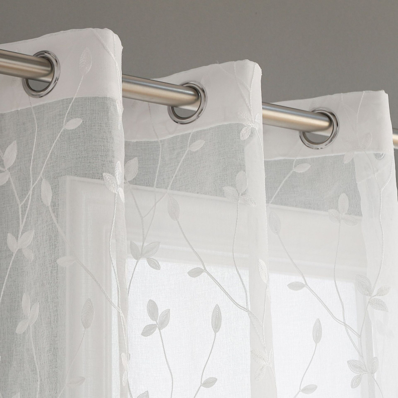 Завеса с бродерия, полиестер, прозрачна, модерн минималистичен стил, подходяща за спалня, кабинет, кухня, баня и антре