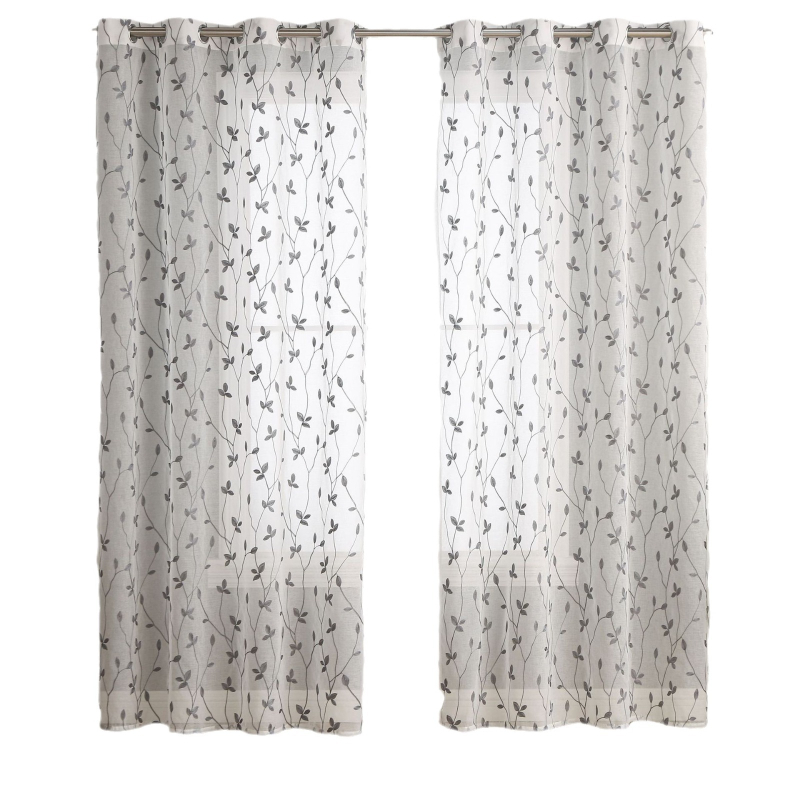 Завеса с бродерия, полиестер, прозрачна, модерн минималистичен стил, подходяща за спалня, кабинет, кухня, баня и антре