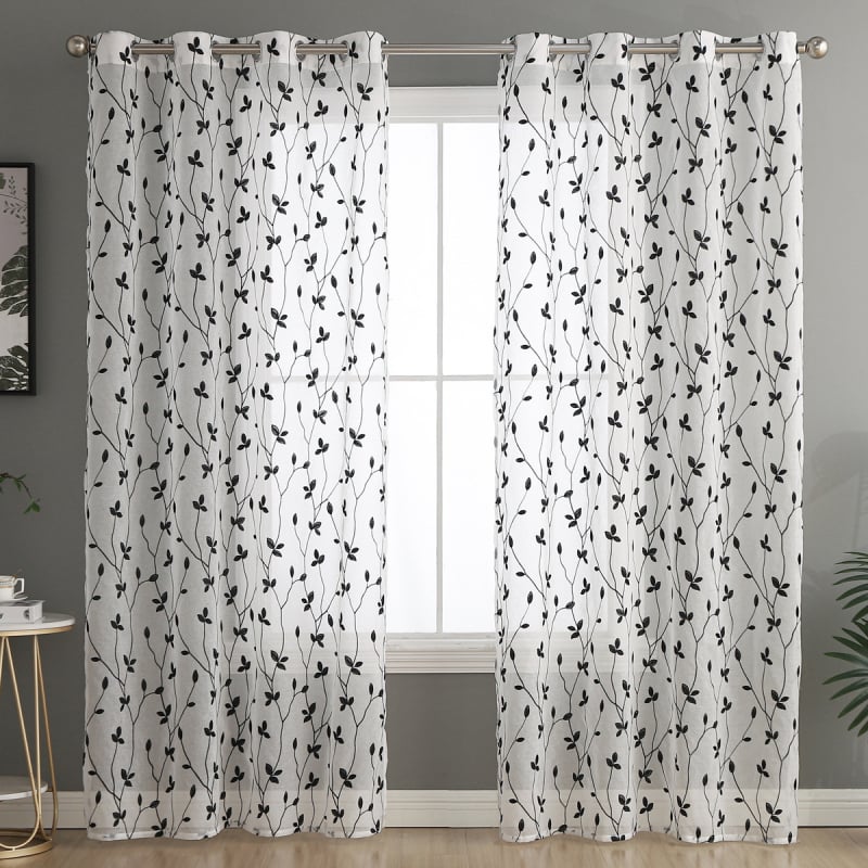 Завеса с бродерия, полиестер, прозрачна, модерн минималистичен стил, подходяща за спалня, кабинет, кухня, баня и антре