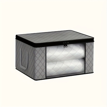 Чанта за съхранение на дрехи с прозорец, капак, дръжка и цип — сгъваема нетъкан текстилен органайзер за вътрешно настолно съхранение