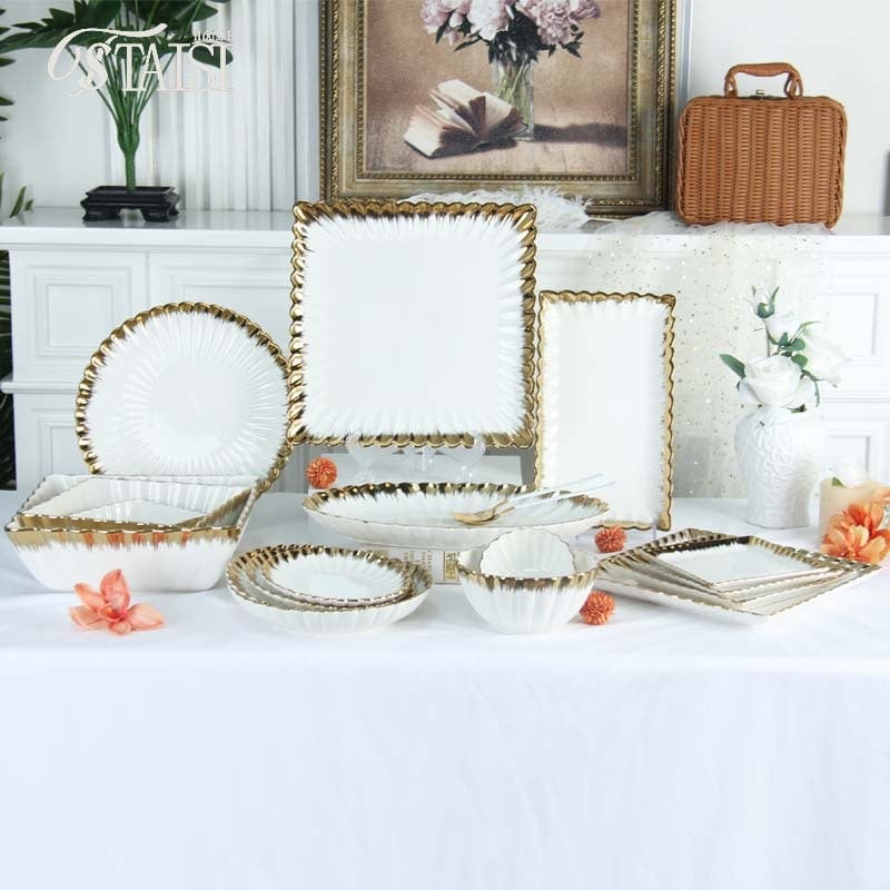 Дълбока кръгла керамична чиния с електроплатирана повърхност, микровълнова съвместимост, възможност за печат на лого