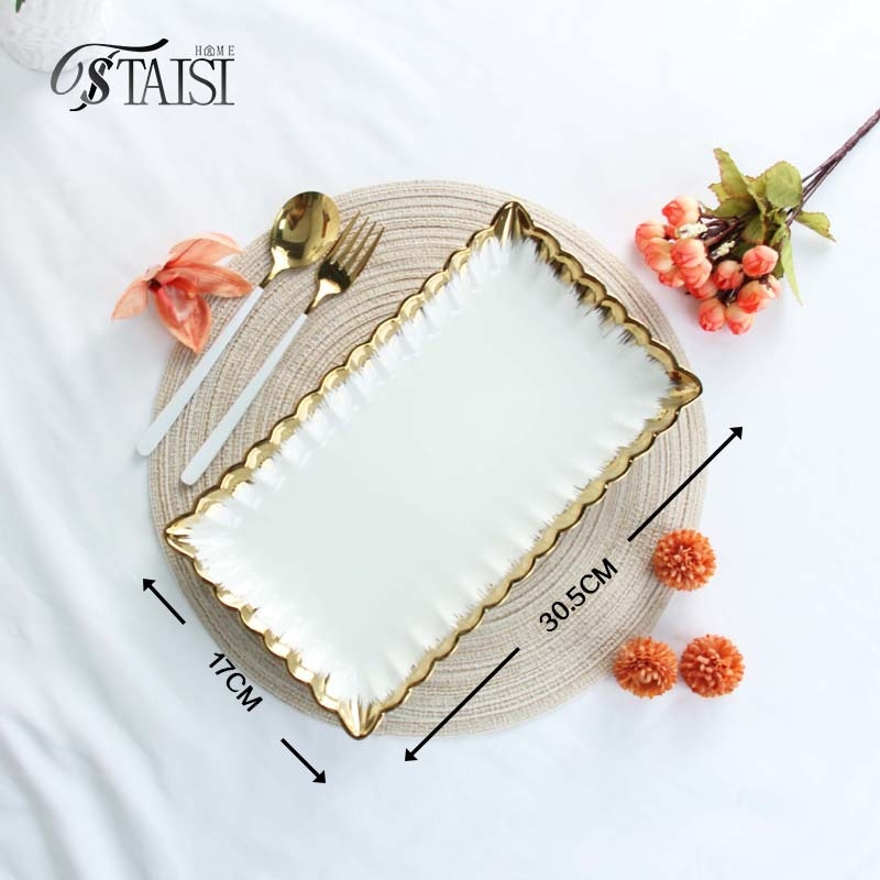 Дълбока кръгла керамична чиния с електроплатирана повърхност, микровълнова съвместимост, възможност за печат на лого