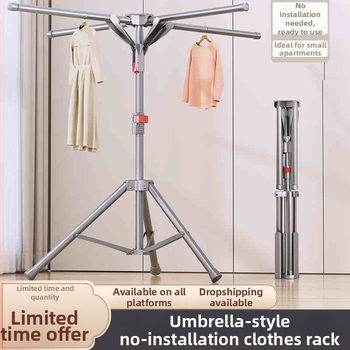 Lanzhida чадър-тип разтегателна сушилня за дрехи, компактна за вътрешно и външно ползване, 10 броя – закачалки за дрехи, панталони и вратовръзки