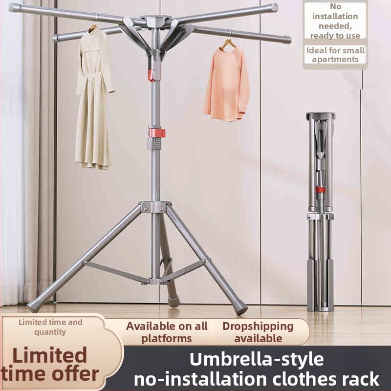 Lanzhida чадър-тип разтегателна сушилня за дрехи, компактна за вътрешно и външно ползване, 10 броя – закачалки за дрехи, панталони и вратовръзки