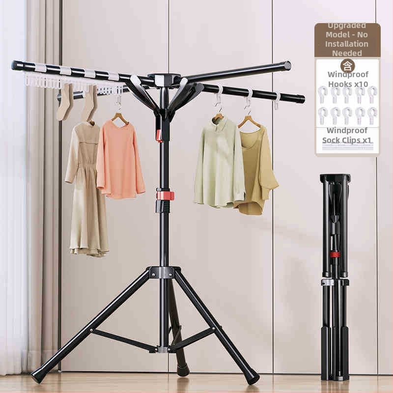 Lanzhida чадър-тип разтегателна сушилня за дрехи, компактна за вътрешно и външно ползване, 10 броя – закачалки за дрехи, панталони и вратовръзки