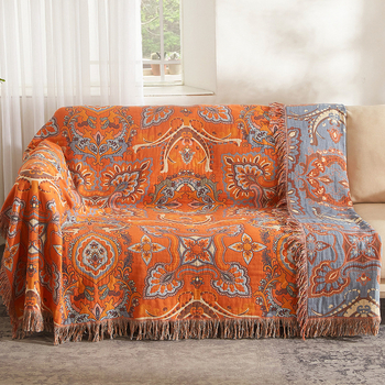 Бохо памучна хавлиена завивка Belixin — 100% памук, реактивно печатане и боядисване, модел растения и цветя, персонализиране