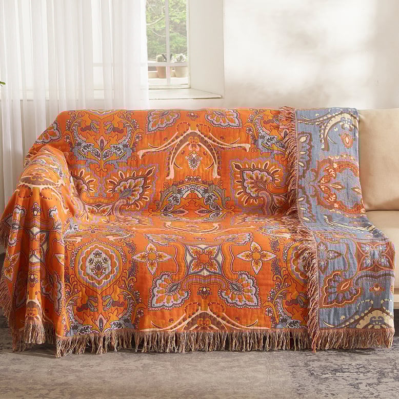 Бохо памучна хавлиена завивка Belixin — 100% памук, реактивно печатане и боядисване, модел растения и цветя, персонализиране