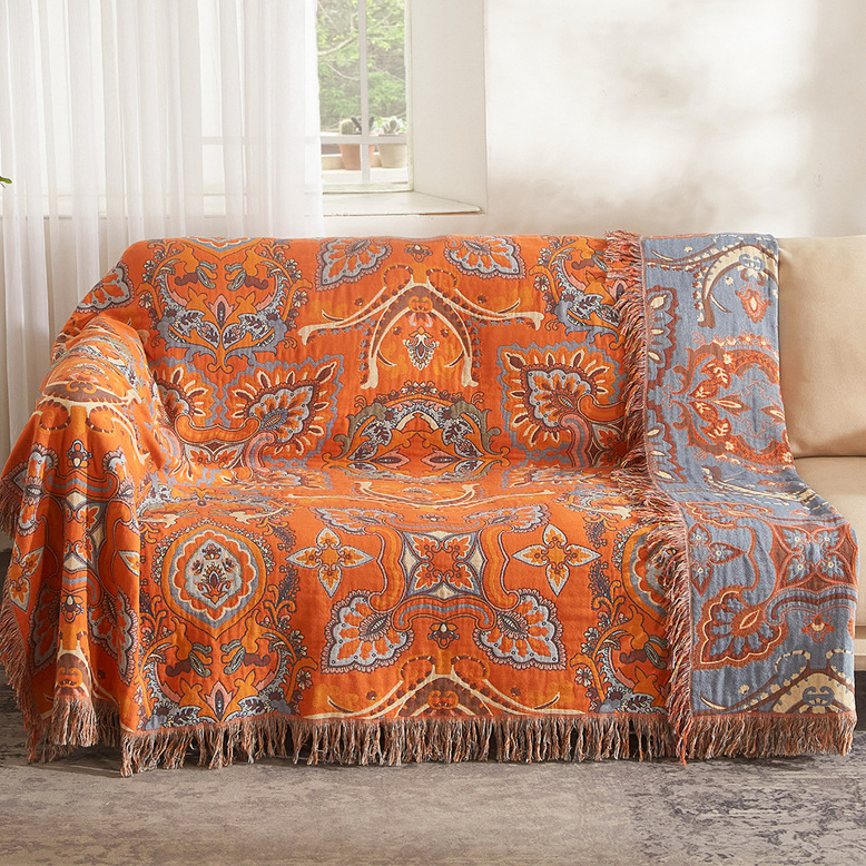 Бохо памучна хавлиена завивка Belixin — 100% памук, реактивно печатане и боядисване, модел растения и цветя, персонализиране