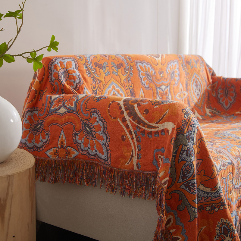 Бохо памучна хавлиена завивка Belixin — 100% памук, реактивно печатане и боядисване, модел растения и цветя, персонализиране