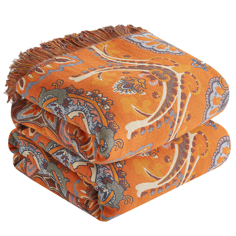 Бохо памучна хавлиена завивка Belixin — 100% памук, реактивно печатане и боядисване, модел растения и цветя, персонализиране