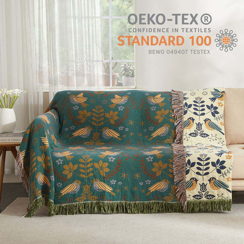 Бохо памучна хавлиена завивка Belixin — 100% памук, реактивно печатане и боядисване, модел растения и цветя, персонализиране