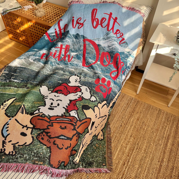 Кучешки карикатурен гоблен декоративен плед (Peel forest; скандинавски стил; пролет и есен; премиум)